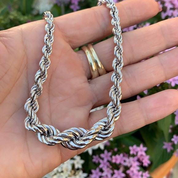 Ross & Simons Sterling Silver Graduated Rope Chain - Picture 11 of 17